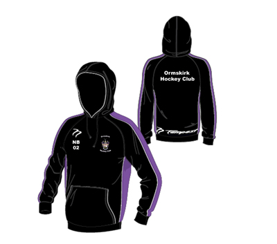 Ormskirk X Tec Style Unisex Black Purple White Hooded Sweatshirt